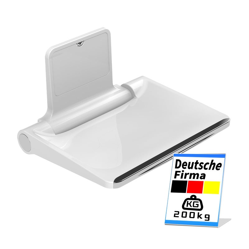 Heuffe Folding Shower Seat Wall Mounted,Fold Up Shower Stool,Shower Chair Foldable,Fold Down Bathroom Stool for Elderlyï¼Œwhite